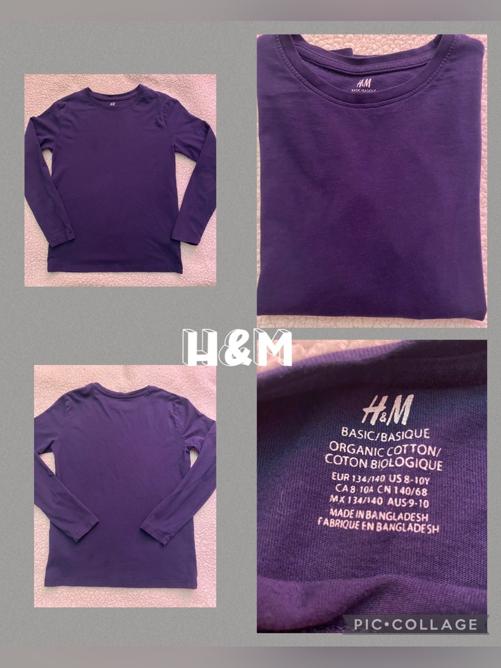 - H&M boys basic long-sleeve T-shirt. Navy blue 8-10 years organic cotton …